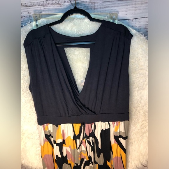 VENUS Blue and Orange Sleeveless Abstract Plunge Midi Sundress size XL NWT - Picture 8 of 16